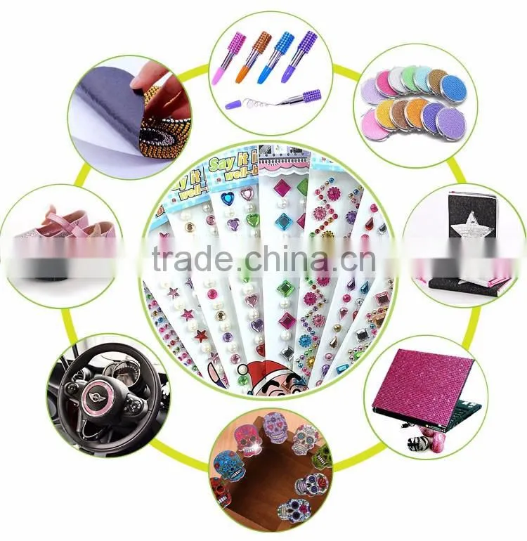 Wholesale Custom Glitter Crystal Sticker Diy Self Adhesive Back Glue Acrylic Rhinestone Sticker