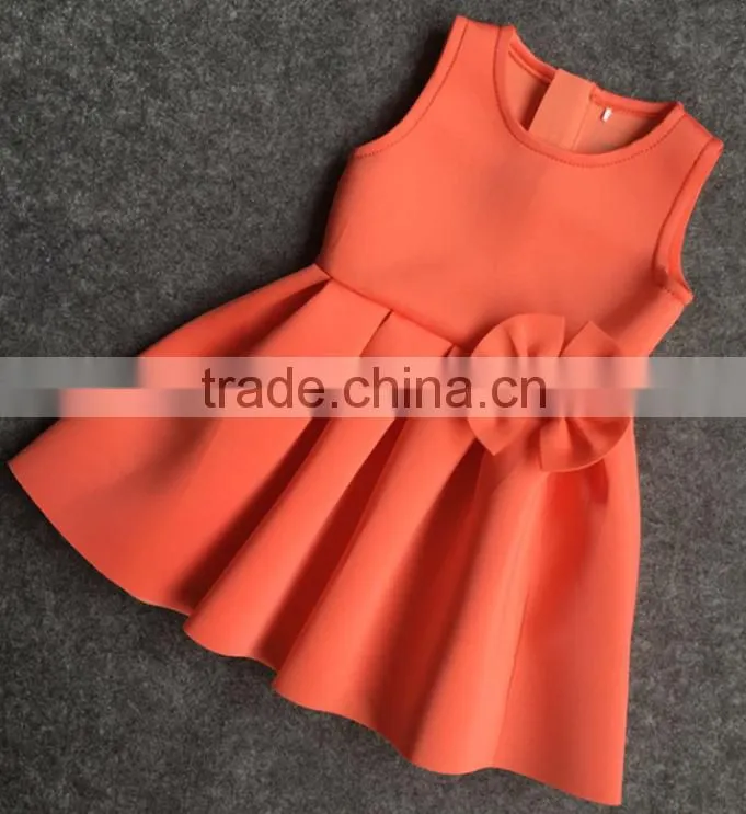 New style baby girl dress 2016 hot sale bow sleeveless party girl flower dress