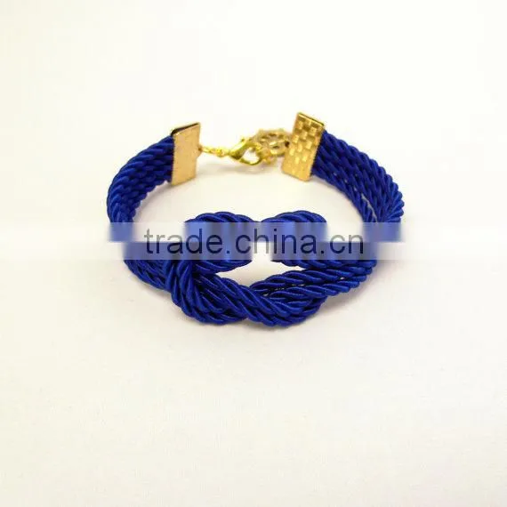 turquoise forever knot leather rope bracelet with custom charm Sailor knot Bracelet nautical friendship leather rope bracelet