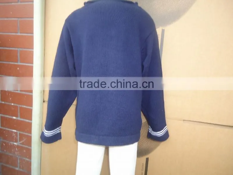 child teenager kids sailing boat pattern dark navy blue pullover sweater