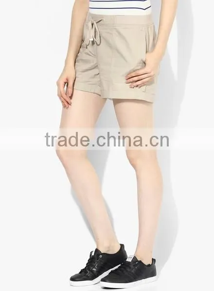 China Suppliers Women Board Shorts,Chino Beige Solid Cotton Casual Cargo Loose Fit Shorts Apparel