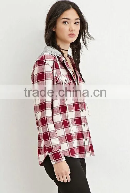 Wholesale Plaid Flannel Shirt ladies Shirt with hat Custom scotland Flannel Shirt