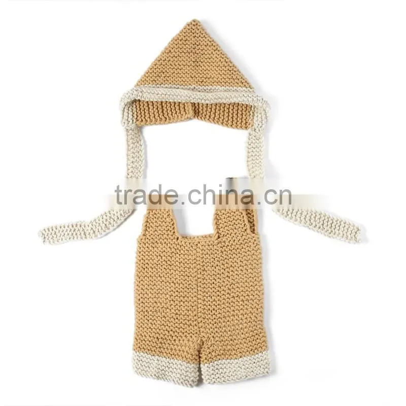 newborn pants and hat bonnet suspenders pants and hat set, china wholesale cotton baby photography props cheap