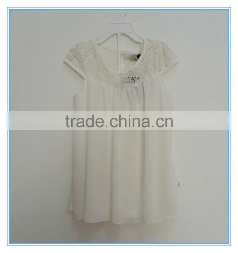 Children girls chiffon printed lace sleeve t shirt, beautiful girl t shirt, fancy gril short sleeve t shirt