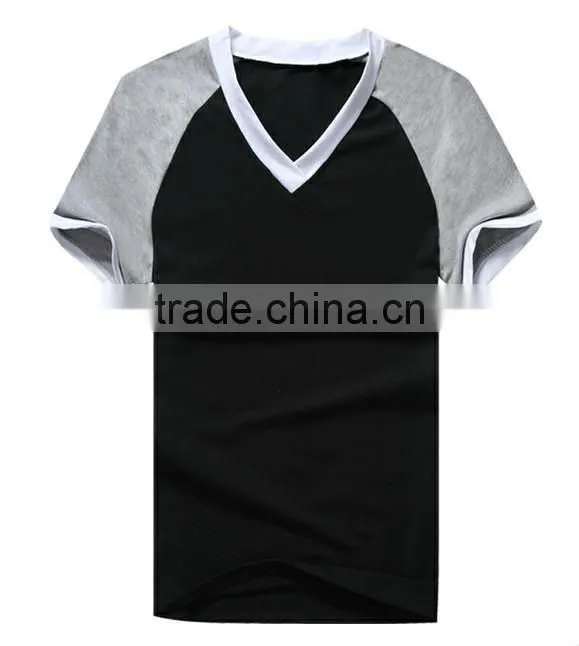Mens short sleeve CVC V-neck tee TB03