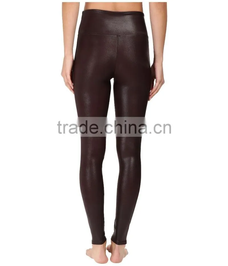 Wholesale fashion 2017 ladies Faux Leather slim fit custom yoga Leggings Sexy Leather stretch Legging