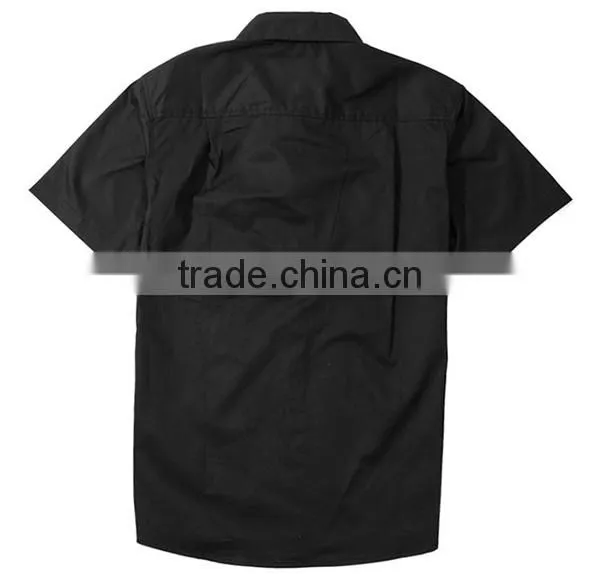 custom logo embroidery button down collar short sleeve men's casual shirt