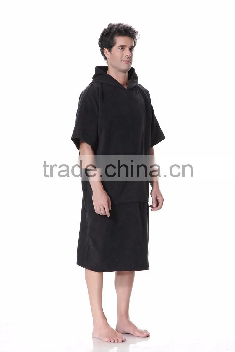 Changing poncho towel black microfiber