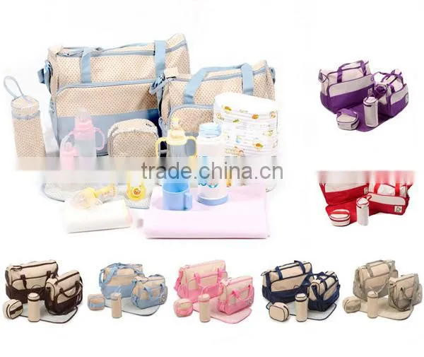 Pink 5pcs Multi-Function Baby Diaper Nappy Bag/Mummy Changing Set Handbag