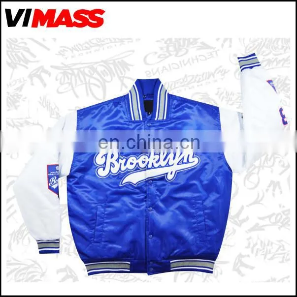 Newest blue with white man printing jacket, custom high quality fashion jacket for men