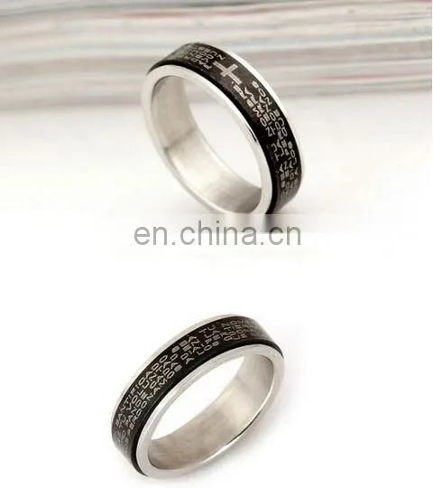 HOT Unisex Titanium Stainless Steel Bible Lord's Prayer Cross Band Ring