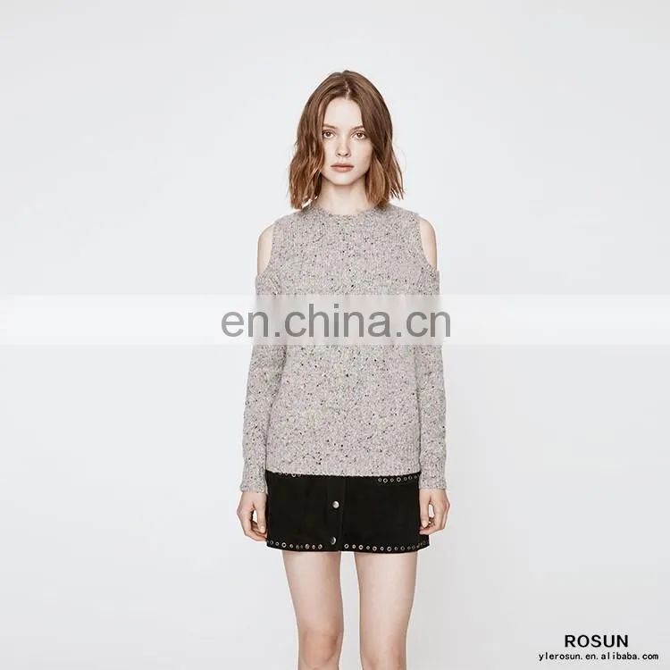 Women Newest Design Long Sleeve Pullover Off Shoulder Knitted Wear