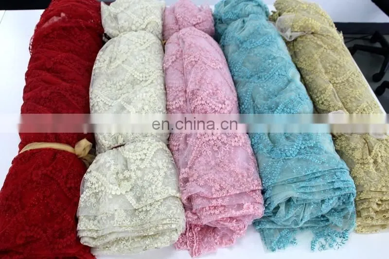 Newest fashion lace designs for party wedding dress African organza lace fabrics textile embroidery beige punjabi women fabrics