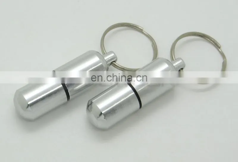 Waterproof Aluminum Medicine Pill Container Box Bottle Case Key Chain Holder