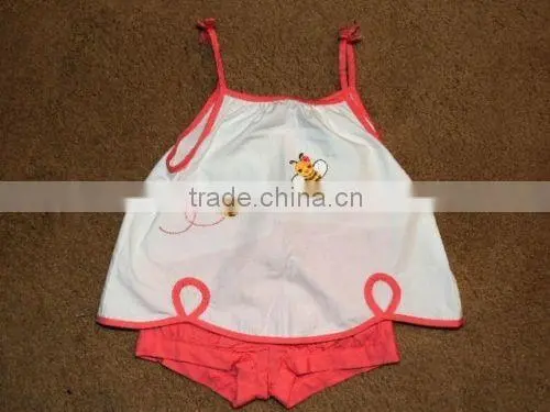 2014 Summer boutique Peach Bee Top Shorts Bloomers Set