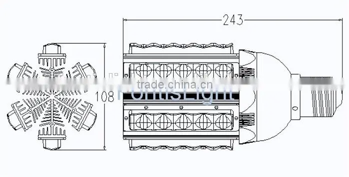 Led E40 Street Light 36W White Colour AC85-265V With CE/RoHS / 36w E40 Street Light 360Degree
