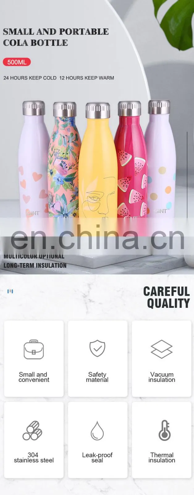portable hiking modern travel outdoor beer hot sale stainless steel custom logo drinking bottle sublimation tumbler