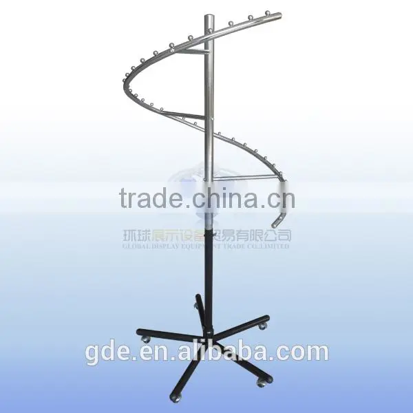 Metal spiral display garment rack with five wheels