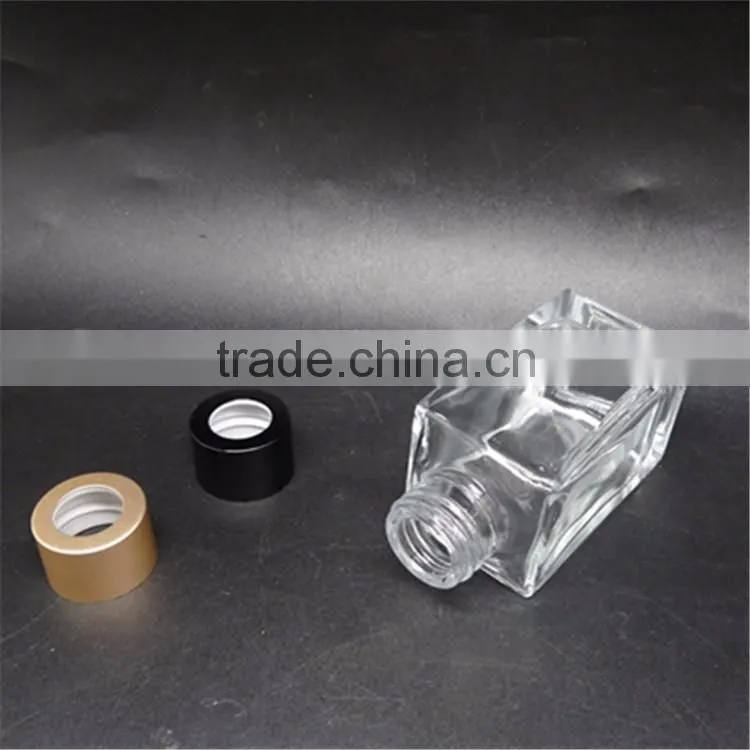 90ml square glass material clear color aroma diffuser bottles with aluminum caps