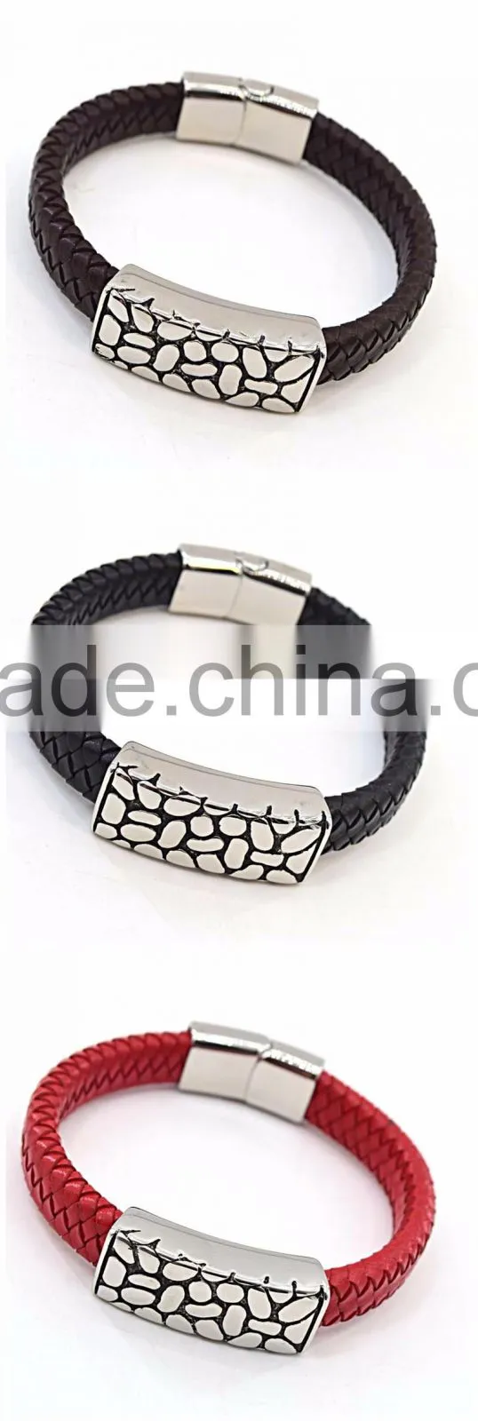 fashion jewelry best selling items engraving logo bio magnetic mens leather bracelet