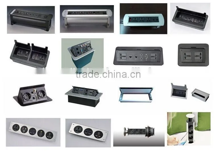 BW-T640B Aluminum Office Desk Cable Cover/Electric Flip Up Cubby With Bracket
