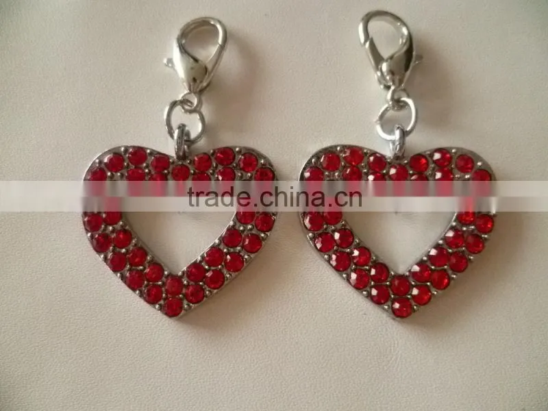 Wholesale Zinc Alloy Metal Heart Shape Charm Rhinestone Heart Pendant