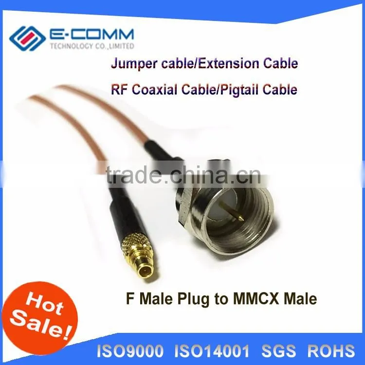 Hot F Male Plug Switch MMCX Male Plug ST Connector RG178 cable Adapter 15CM 6"