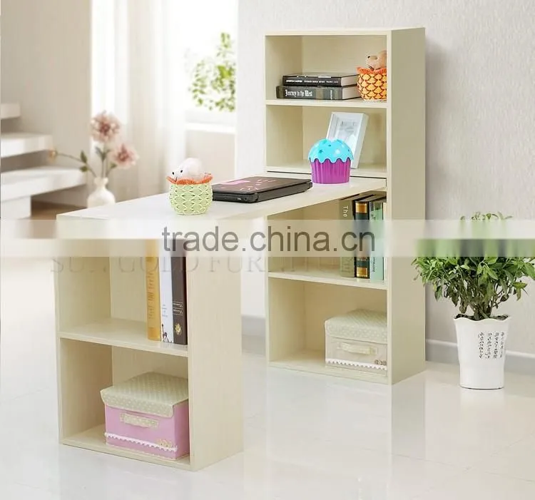 Modern simple design bookcase wooden computer desk with bookshelf (SZ-FCB386)