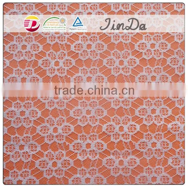 2014 fashion fluorescent colorful cheap polyester lace fabric