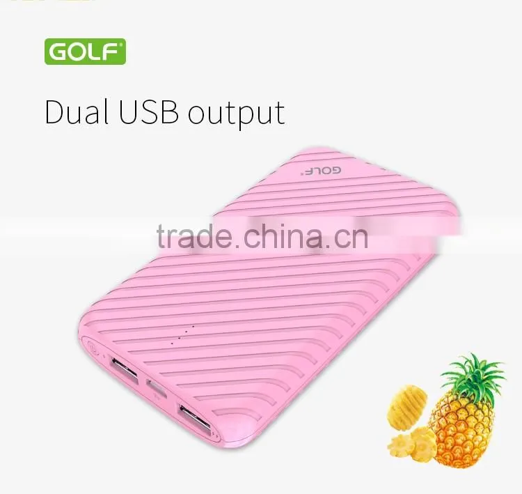 GOLF original pineapple series G17GB smart power bank 8000mAh li-ion Dual USB pineapple power bank
