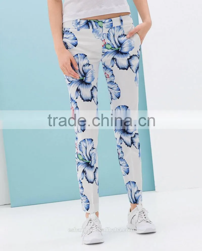Ladies fashion floral printed summer pants