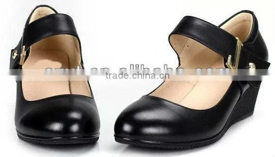 Fashion black ankle stripe girls school shoes