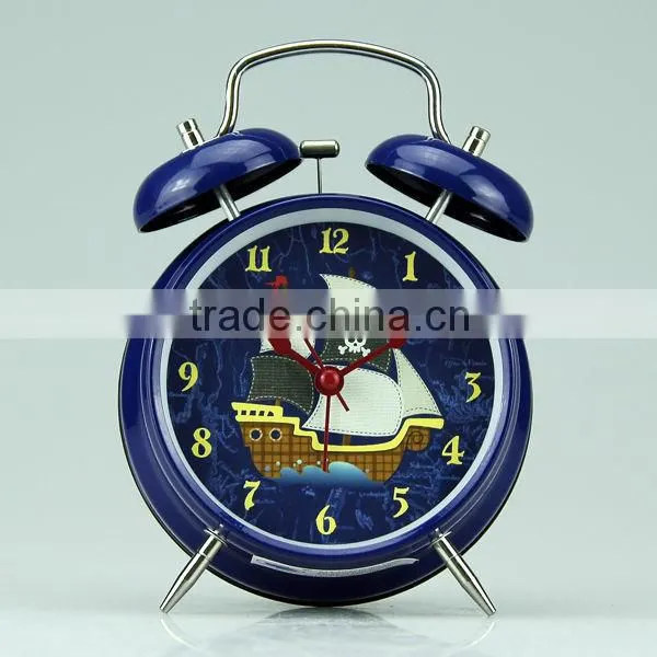 decorative mini double bell metal alarm clock for kids alarm clock