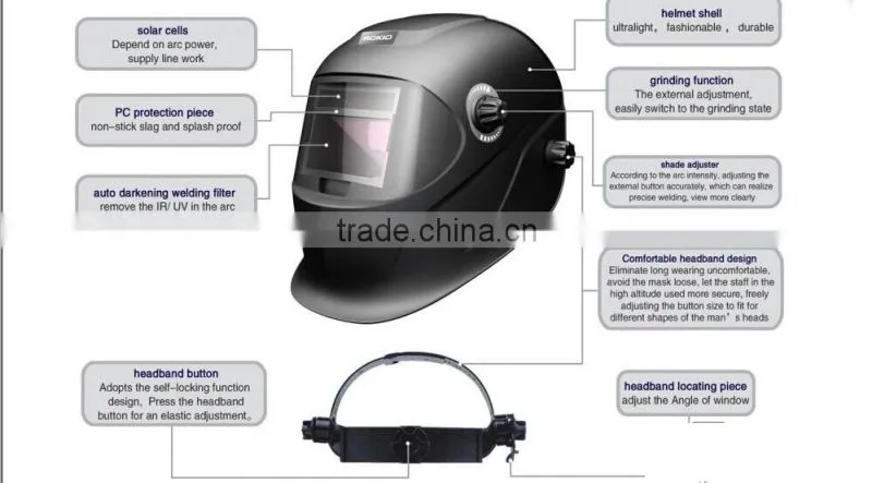 Alibaba China solar power din welding helmet auto darkening with filter