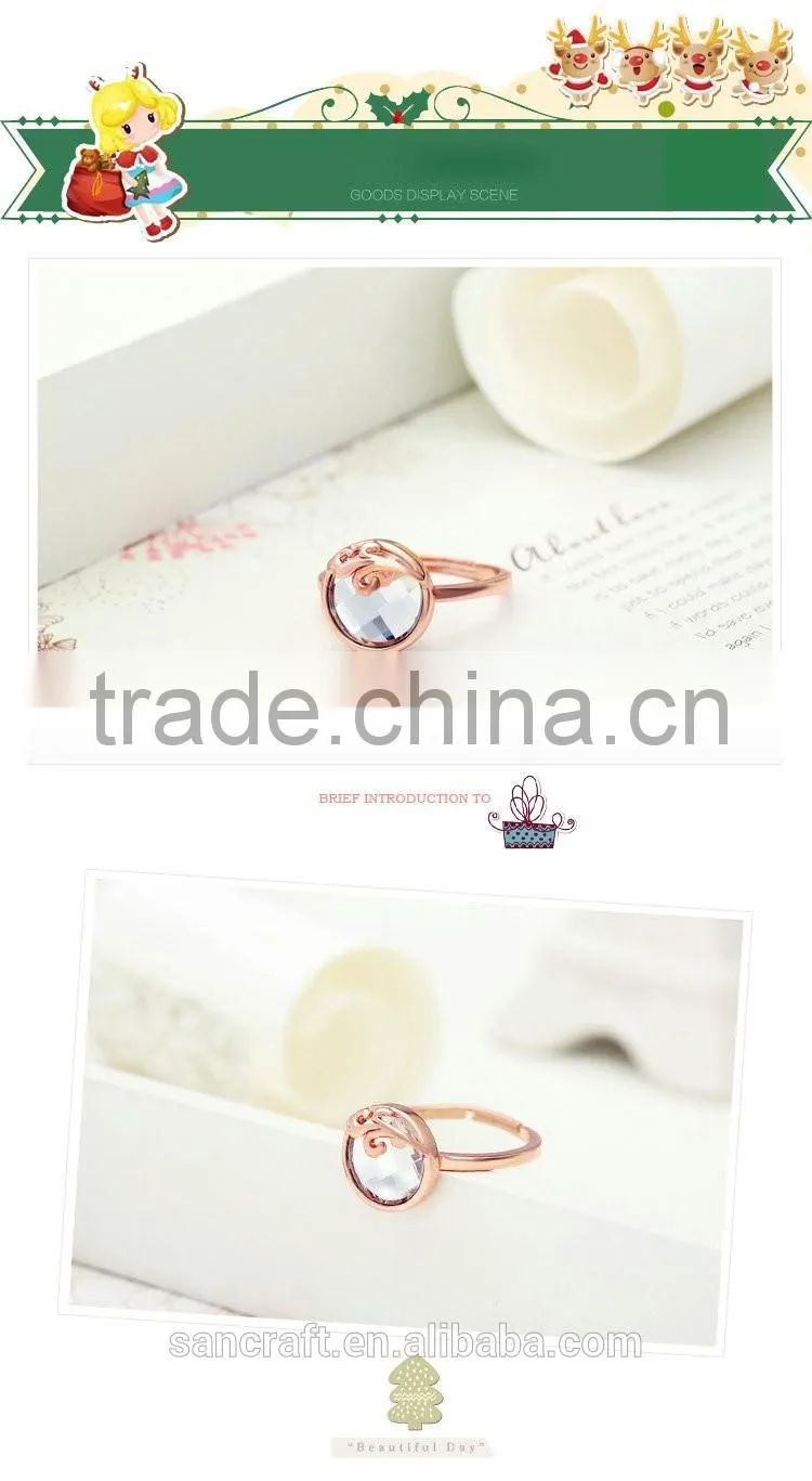 Big Austrian crystal adjustable jewellery college ring ceremony gift
