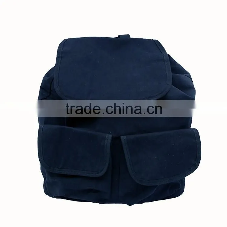 Fashion canvas polyester travel backpack bags with drawstring closure