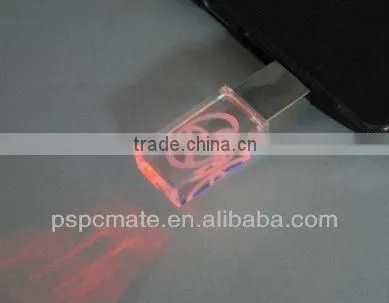 1GB-32GB crystal light up usb flash driver for gift promotion