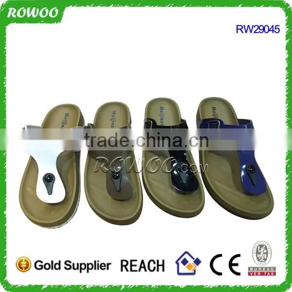 Hot sale PU Flip Flops Style cork wood slipper