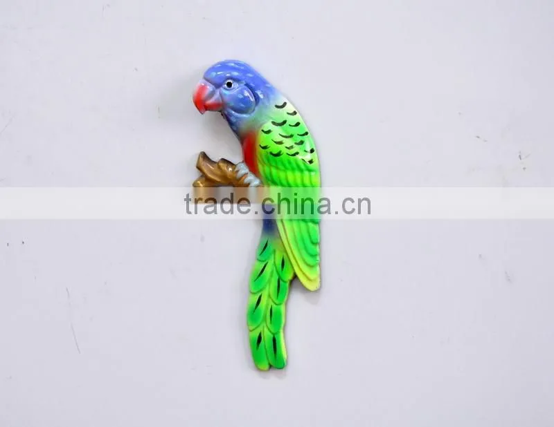 5 inch Plastic Pearl Powder Flat Parrot Birds Fridge Magnet, Handicraft Wall Hanging