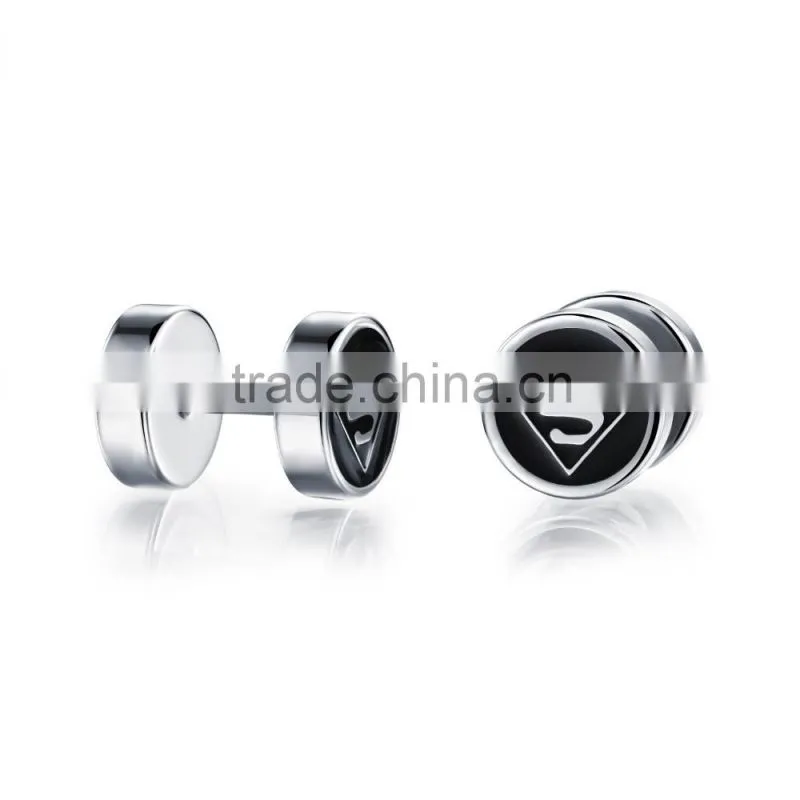 2016 fashion stainless steel body jewelry famous brand superman personalized earring