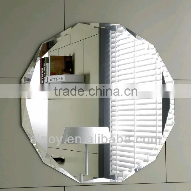 Shaped Mirror in round, oval, wave or other shapes, with different edge treatment