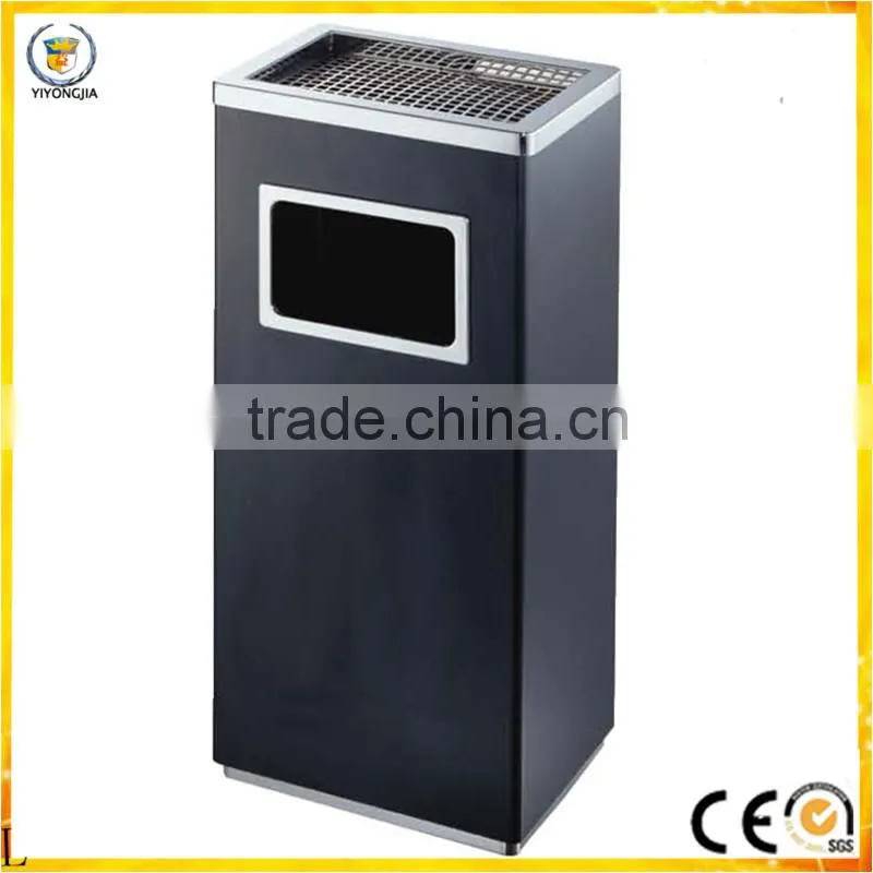 top round stainless steel with ashtray side open dustbin