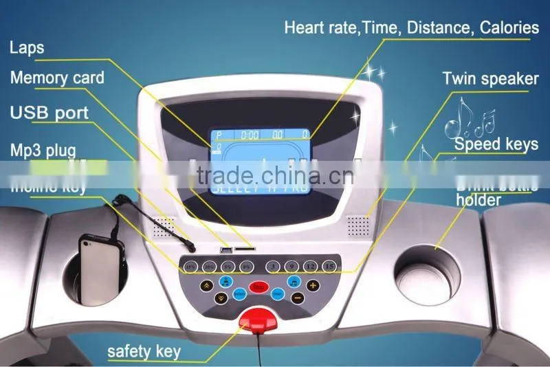 fiting treadmill with 6.5 inch lcd pandel max.speed 20km/h factory directly