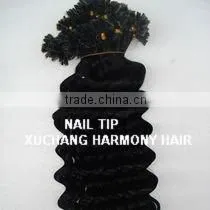 TOP remy HOT selling 1# cheap nail tips hair extension