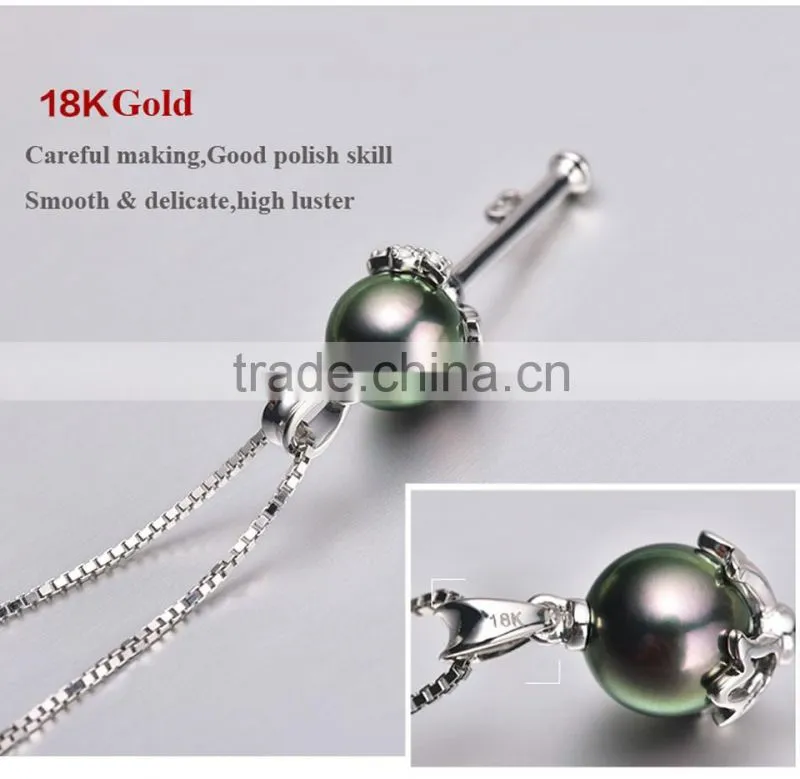 wedding jewelry 8--9mm best gift black tahitian pearl pendant