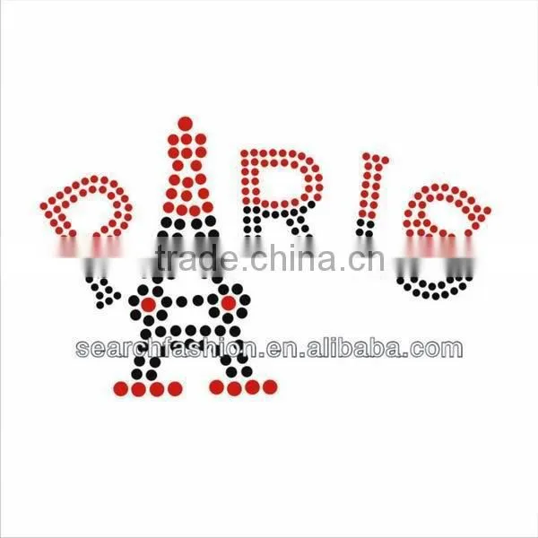 tower design colorful rhinestones motifs iron on clothing