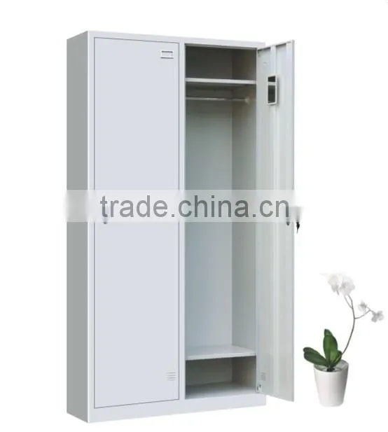 Vertical metal KD two doors bedroom wardrobe cabinet