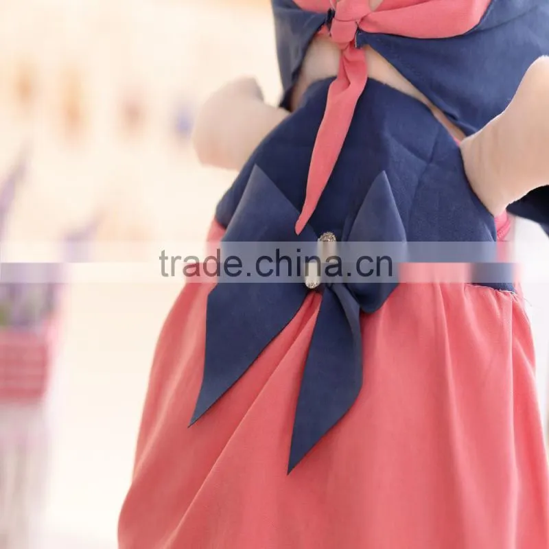 55cm beautiful customized beige stuffed plush Phil doll backpack with brown windbreak&pink hood