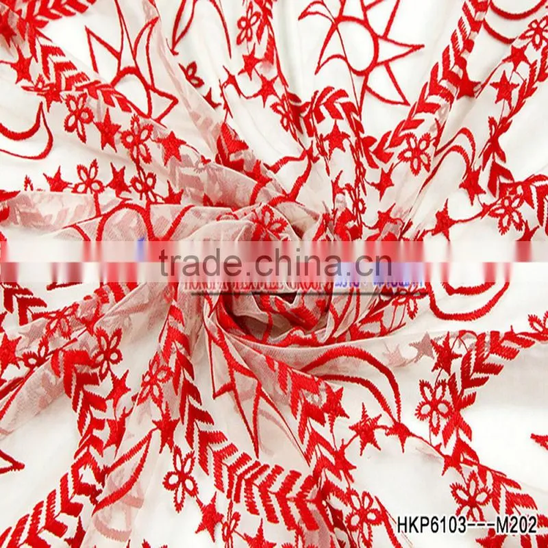 Popular Items For Geometric Fabric Red Milk Silk Geometric Patterns Blockbuster Lace Embroidery High-grade Fabrics