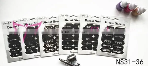 Hot blue butterfly design nail stencil sticker decals and stencil wraps